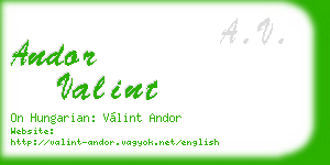 andor valint business card